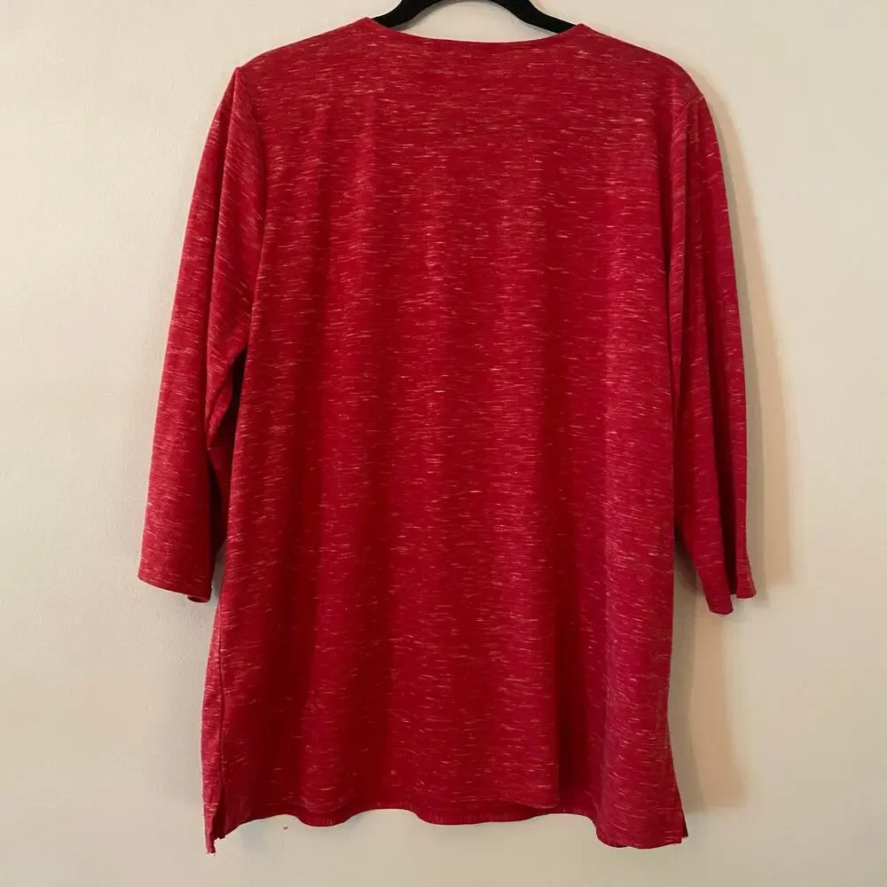 Chico's Pink Asymmetrical 3/4 Sleeve Top Flowy Boho Women's size 3 / Large